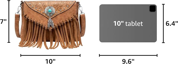 Tassel Shoulder Bag with Turquoise Concho