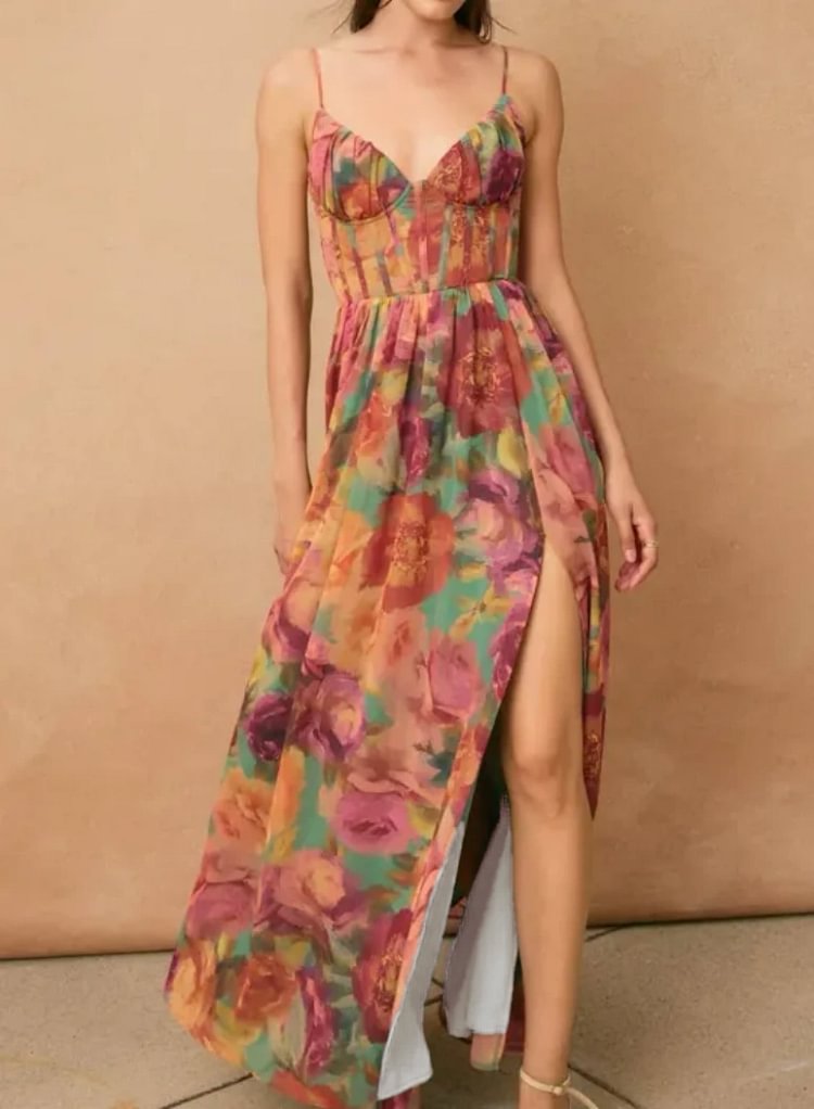 Garden Corset Maxi Dress