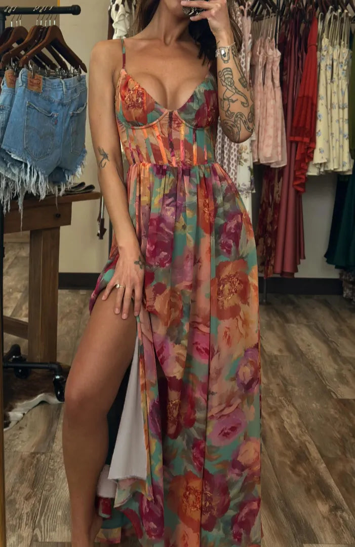 Garden Corset Maxi Dress