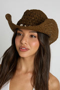 Shell Detail Straw Western Cowboy Hat