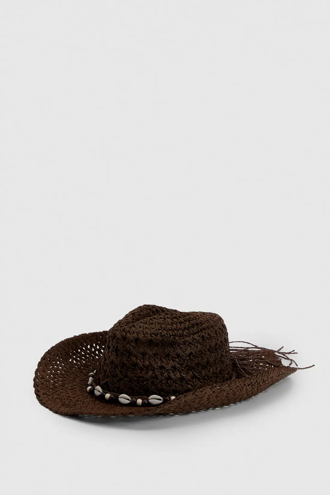 Shell Detail Straw Western Cowboy Hat